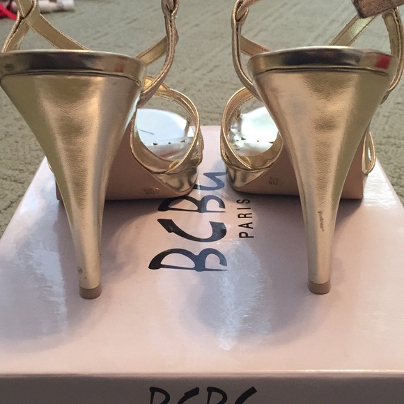 BCBG Paris gold strappy evening shoes - Picture 3 of 5